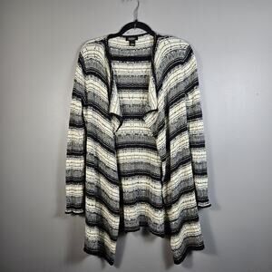 PECK & PECK Open Front Cardigan Sweater‎ Women Size Large Wool Blend Black/Beige